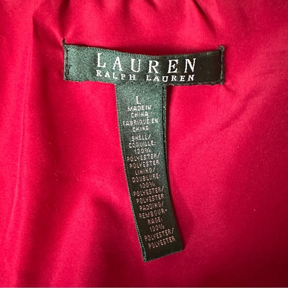 Lauren Ralph Lauren Green Label Black Quilted Vest Red Lining | Women’s Size L - Picture 5 of 7